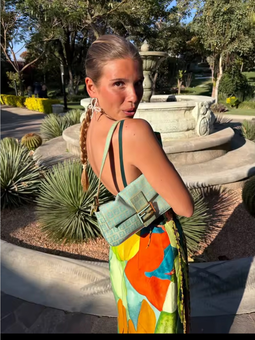 Alemais Mokshini Beaded fringed Green Multi-Color Abstract Print Midi Dress - Picture 12 of 13